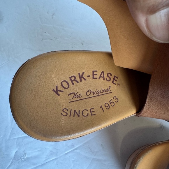 KORK-EASE Berit Wedge Leather Suede Tan Open Toe Buckle. Size 7M - Picture 10 of 12